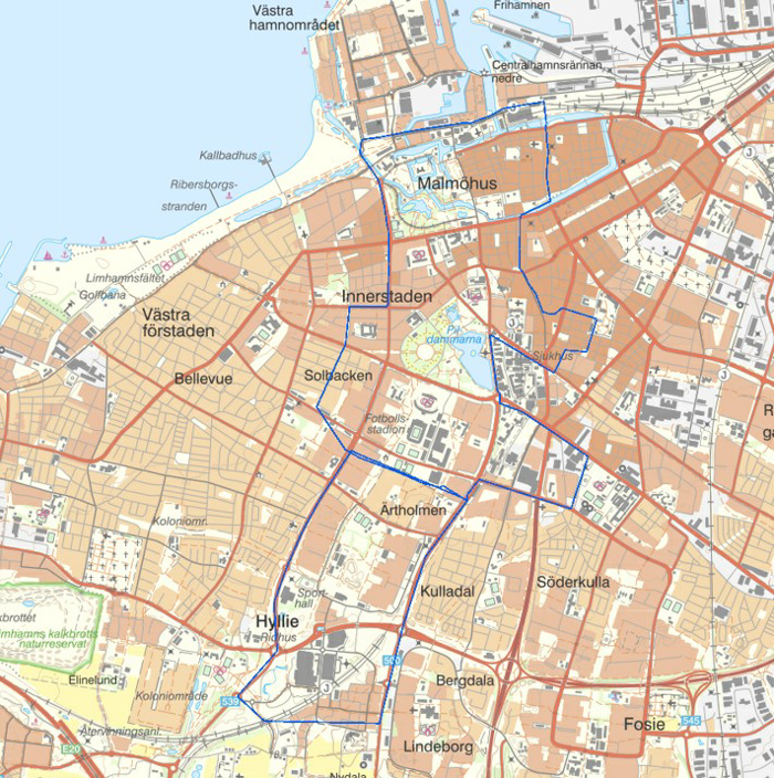 Översiktskarta centrala Malmö