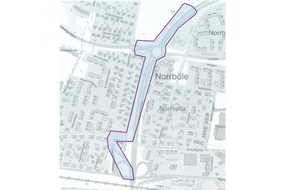Bilden visar den planerade färdvägen till och från Skellefteå Kraft Arena som polisen kan komma att bevaka med drönare.