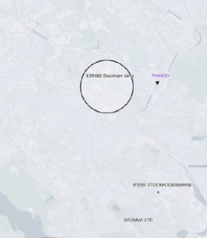 Bild som föreställer restriktionsområde för flyg över Järva