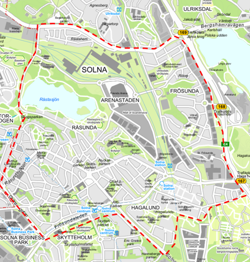 Karta med markerat område som kan komma att kamerabevakas med drönare.
