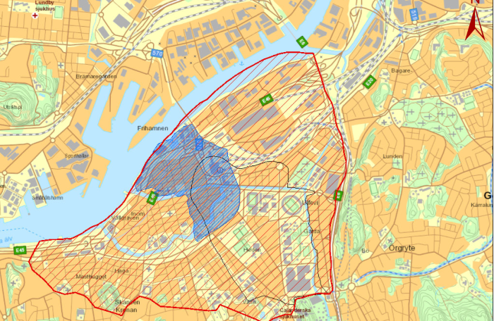 Karta över område där UAS används.